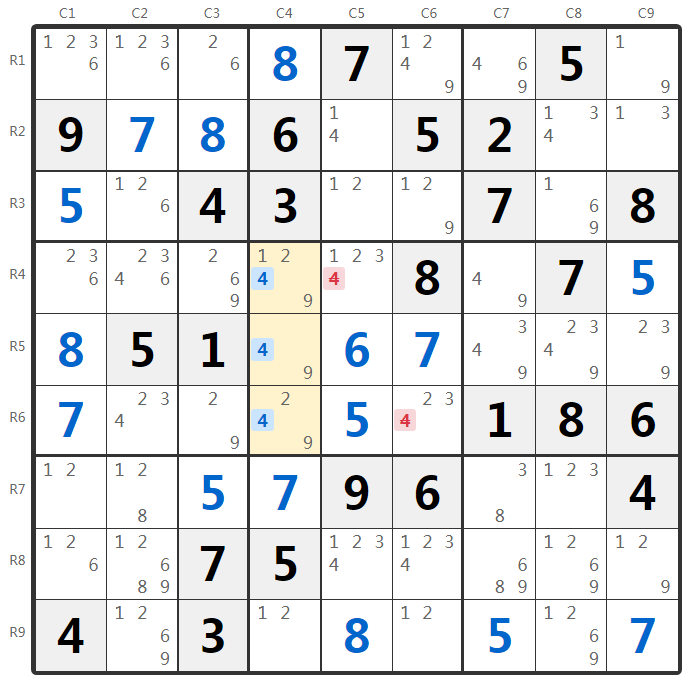 Sudoku Claiming-Beispiel
