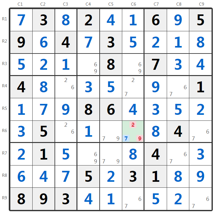 Sudoku BUG Technik Beispiel