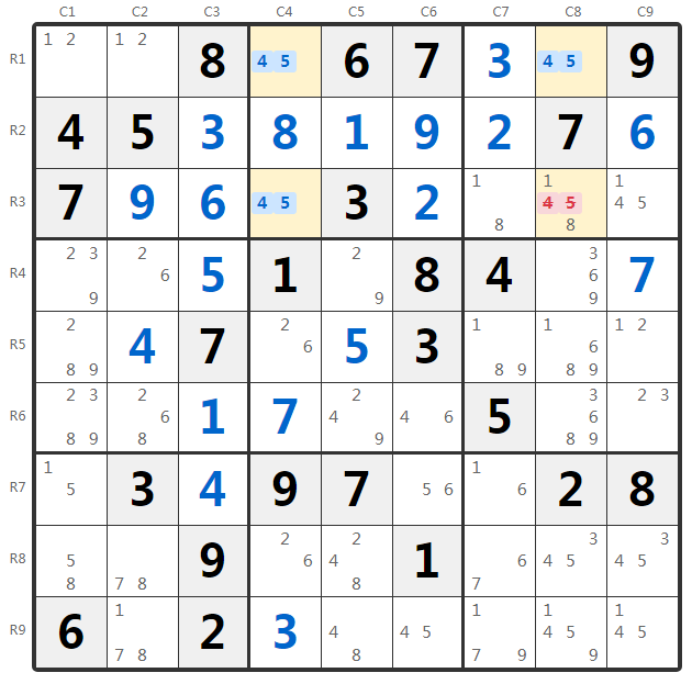 Unique Rectangle Typ 1 Beispiel