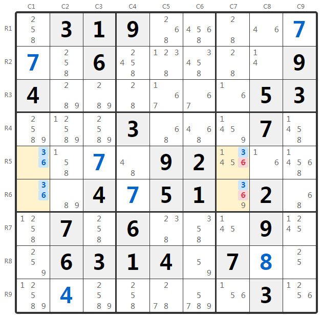 Unique Rectangle Typ 4 Beispiel